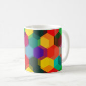 Geometrisches farbiges Hexagon-Muster Kaffeetasse (VorderseiteRechts)