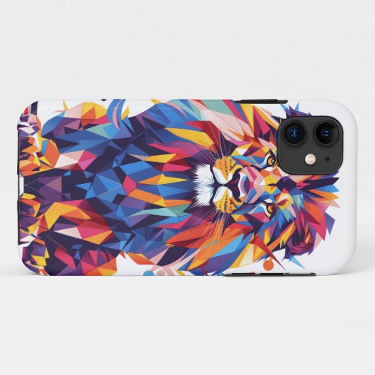 Geometrisches, farbiges Löwendesign Case-Mate iPhone Hülle (Rückseite (Horizontal))