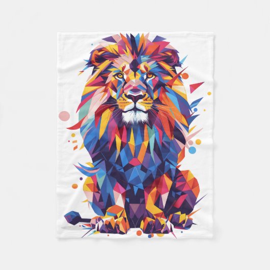 Geometrisches, farbiges Löwendesign Fleecedecke (Vorderseite)