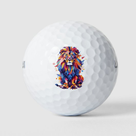 Geometrisches, farbiges Löwendesign Golfball (Vorderseite)