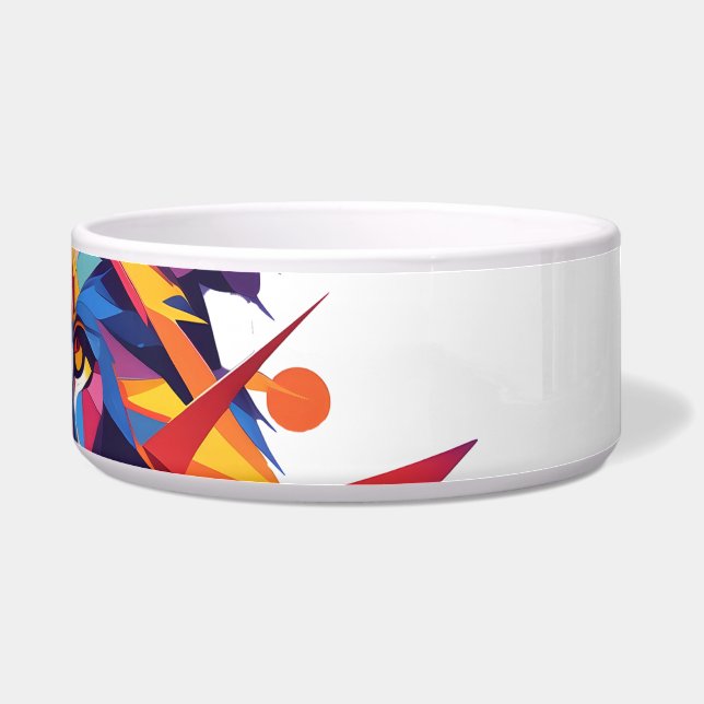 Geometrisches, farbiges Löwendesign Napf (Rechts)