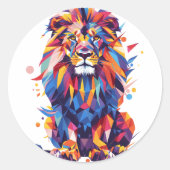 Geometrisches, farbiges Löwendesign Runder Aufkleber (Vorderseite)