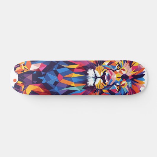 Geometrisches, farbiges Löwendesign Skateboard (Horizontal)