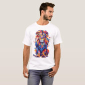 Geometrisches, farbiges Löwendesign T-Shirt (Vorne ganz)