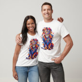 Geometrisches, farbiges Löwendesign T-Shirt (Unisex)