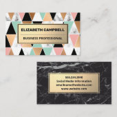 Geometrisches Farbmuster für schwarze Marmorfarben Visitenkarte (Vorne/Hinten)