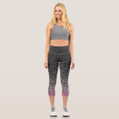Geometrisches Farbverlaufsmuster Schwarz/Weiß Capri Leggings (Vorderseite)