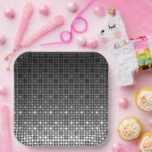 Geometrisches Farbverlaufsmuster Schwarz/Weiß Pappteller (Party)