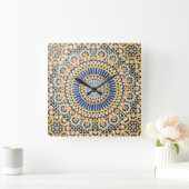 Geometrisches Fliesenmuster, Marokko Quadratische Wanduhr (Zuhause)