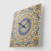 Geometrisches Fliesenmuster, Marokko Quadratische Wanduhr (Winkel)