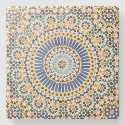 Geometrisches Fliesenmuster, Marokko Steinuntersetzer (Vorderseite)