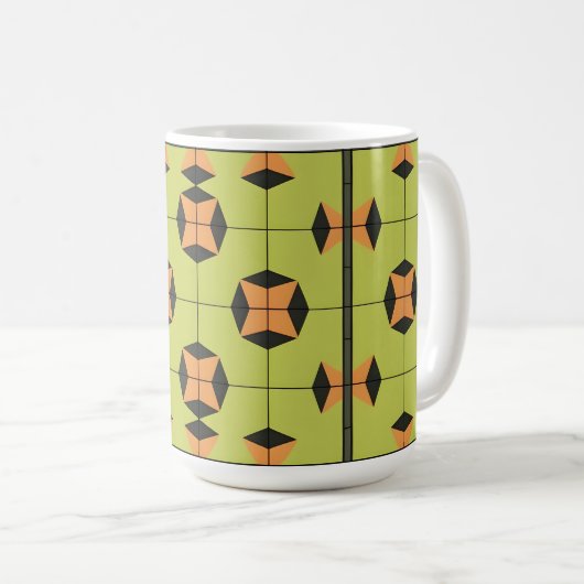 Geometrisches Fliesenmuster mit hellen Farben Kaffeetasse (VorderseiteRechts)