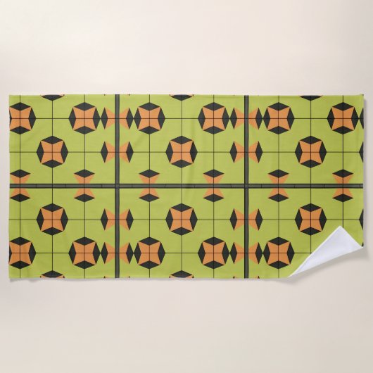 Geometrisches Fliesenmuster mit hellen Farben Strandtuch (Vorderseite)