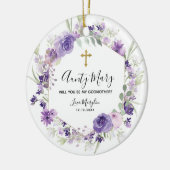 Geometrisches floral Lila Werden Sie Großmutter Keramik Ornament (Links)