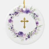 Geometrisches floral Lila Werden Sie Großmutter Keramik Ornament (Hinten)