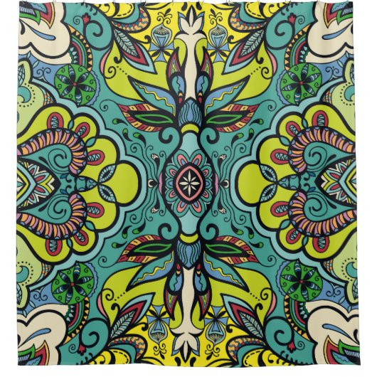 Geometrisches, florales, farbiges abstrakt nahtlos duschvorhang (Vorderseite)