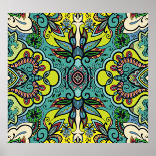 Geometrisches, florales, farbiges abstrakt nahtlos poster