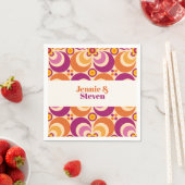 Geometrisches, florales Lila Orange des mittleren Serviette (Beispiel)