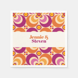 Geometrisches, florales Lila Orange des mittleren Serviette