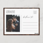 Geometrisches florales rustikales Holz Danke Foto Postkarte (Rückseite)