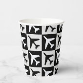 Geometrisches Flugzeug für Schwarz-weiße Luftfahrz Pappbecher (Links)