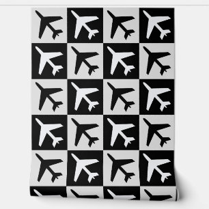 Geometrisches Flugzeug für Schwarz-weiße Luftfahrz Tapete
