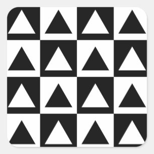 Geometrisches Formmuster des Schwarzweiss-Dreiecks Quadratischer Aufkleber