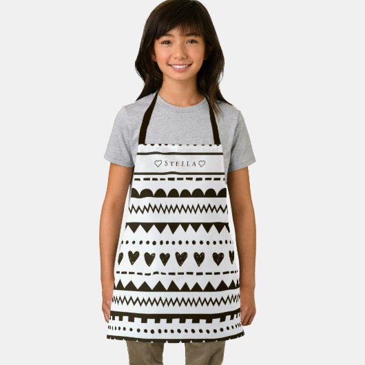 Geometrisches Formmuster Personalisiert Schwarz un Schürze (Insitu)
