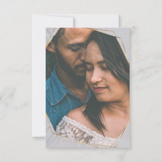 geometrisches Foto aus goldfarbenem Marmor Save th Einladung (Rückseite)