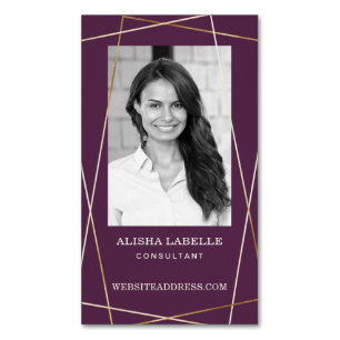 Geometrisches Foto für Burgund und Gold Magnetische Visitenkarte