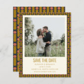 Geometrisches Foto für Floral Gold Save the Date (Vorne/Hinten)