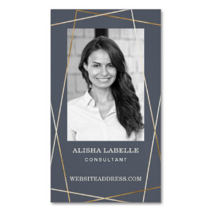 Geometrisches Foto für Grau und Gold und Monogramm Magnetische Visitenkarte