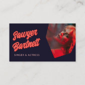 Geometrisches Foto für Navy Peach Retro Formen Per Visitenkarte (Vorderseite)