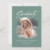 Geometrisches Foto - grün-Skript-Abschluss Ankündigung (Vorderseite)