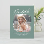 Geometrisches Foto - grün-Skript-Abschluss Ankündigung (Stehend Vorderseite)