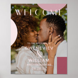 Geometrisches Foto Hochzeitwillkommentypografie Poster