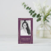 Geometrisches Foto-Layout und Monogramm aus Burgun Visitenkarte (Stehend Vorderseite)