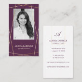 Geometrisches Foto-Layout und Monogramm aus Burgun Visitenkarte (Vorne/Hinten)