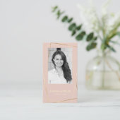 Geometrisches Foto-Layout und Monogramm in Rosa un Visitenkarte (Stehend Vorderseite)