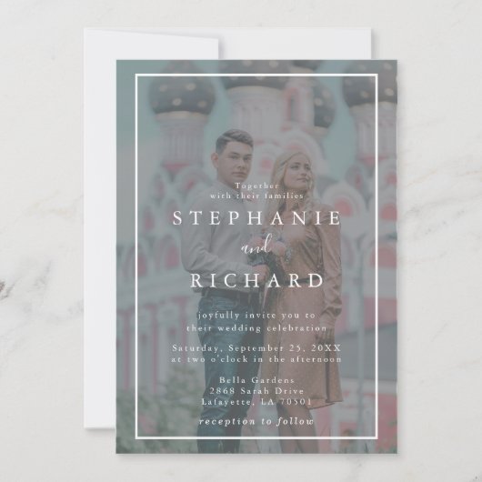 Geometrisches Foto mit weißem Rahmen Einladung (Vorderseite)