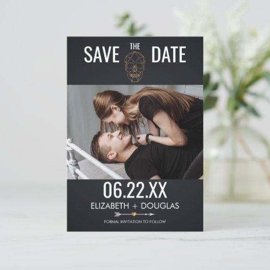 Geometrisches Foto Save The Date (Stehend Vorderseite)