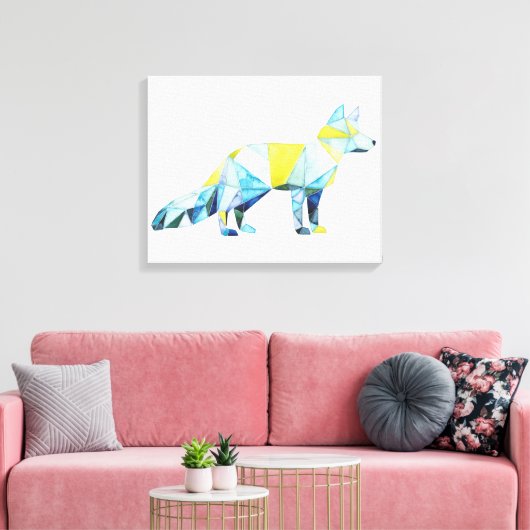 Geometrisches Fox-Tier Leinwanddruck (Insitu (Wohnzimmer))