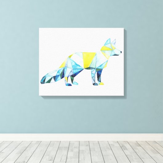 Geometrisches Fox-Tier Leinwanddruck (Insitu (Holzboden))