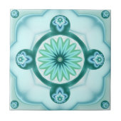Geometrisches Fraktal im Aquamarinen Türkisbad Fliese (Vorderseite)