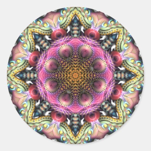 Geometrisches Fraktal Mandala Star Sticker (Vorderseite)