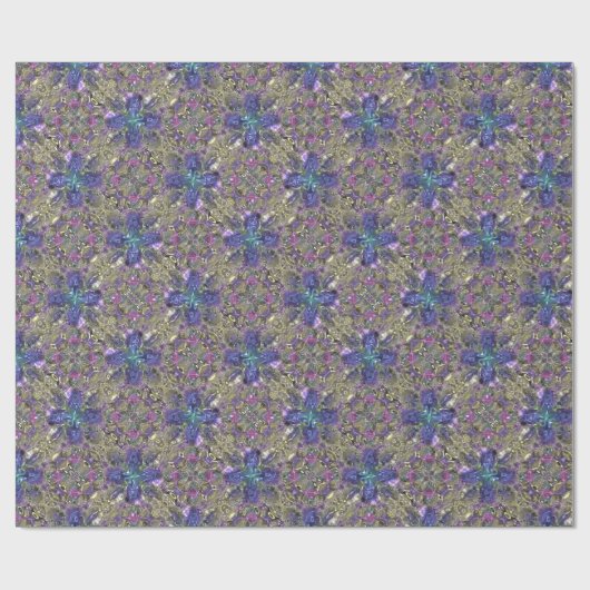 Geometrisches Fraktal Muster Lila Pink Gold Elegan Geschenkpapier (Flach)