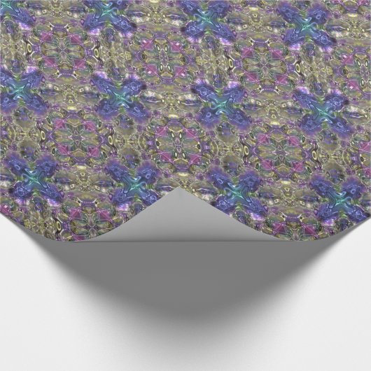 Geometrisches Fraktal Muster Lila Pink Gold Elegan Geschenkpapier (Ecke)