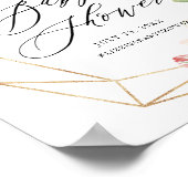 Geometrisches Frame Pink Florals Babydusche Willko Poster (Ecke)