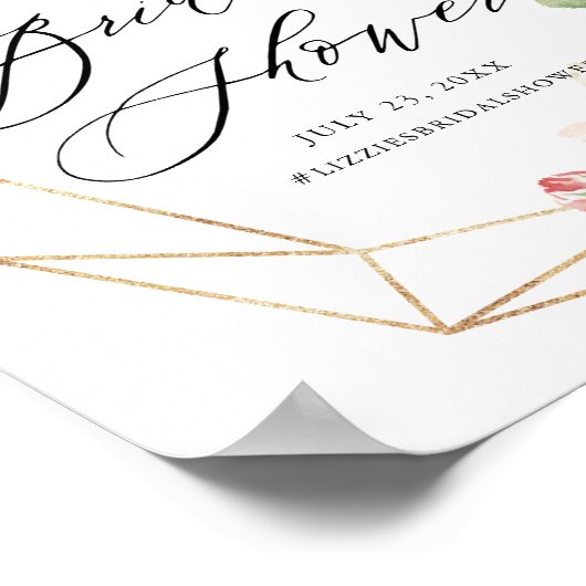 Geometrisches Frame Rosa Florals Brautparty Willko Poster (Ecke)