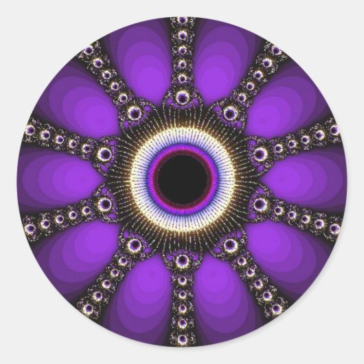 Geometrisches FUN-Aufkleber für lila Fraktal Runder Aufkleber (Vorderseite)